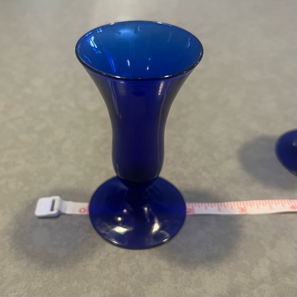 Set of 2 - Blue Glass Cordial Shot Glasses - Picture 4 of 4